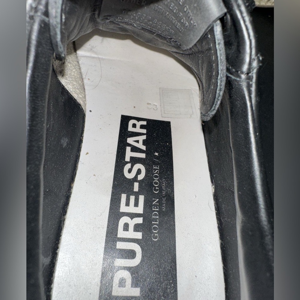 Golden Goose Pure-Star Womens Size EU 33 US 6.5-7 Black Leather Sneakers - Picture 6 of 9